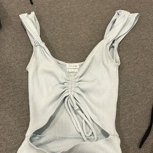 Out From Under UO - Light Blue BodySuit w Cutout and Tie - Size S